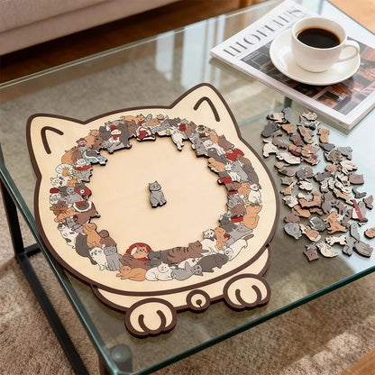 Colored Cat Shaped Wooden Jigsaw Puzzle, Cats Shaped