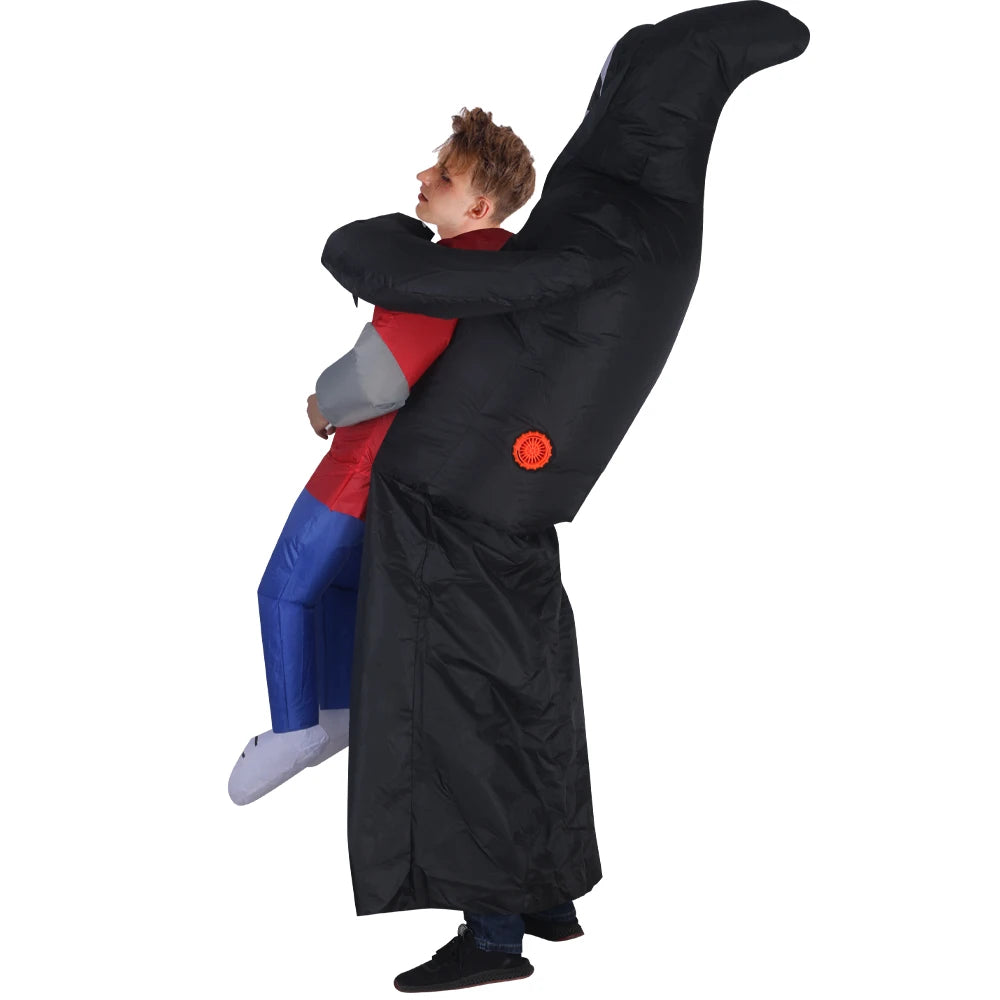 Adult Funny Inflatable Black Robe Mask Ghost Costume