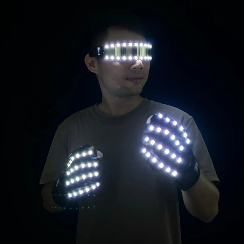 1set Luminous Glowing Glasses and Gloves Remote Control