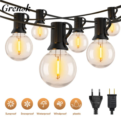 Waterproof G40 String Lights Shatterproof Plastic E12 1W Bulbs