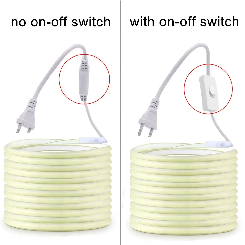 220V Led Strip with ON/OFF Switch Waterproof COB LED Strip