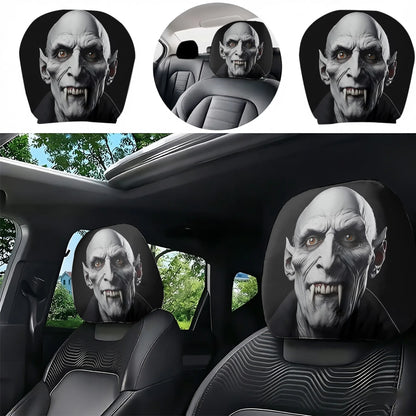 2pcs vampire-themed car headrest covers adding a spooky