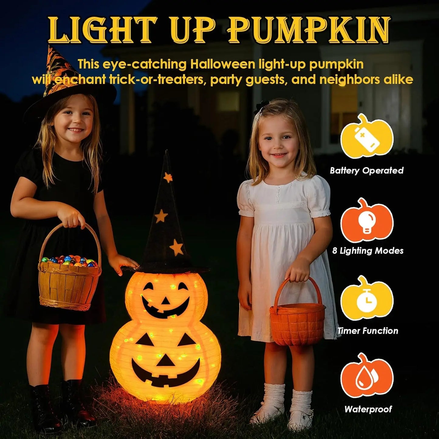 Halloween Pumpkin Decorations Collapsible Jack-o-Lantern Lights