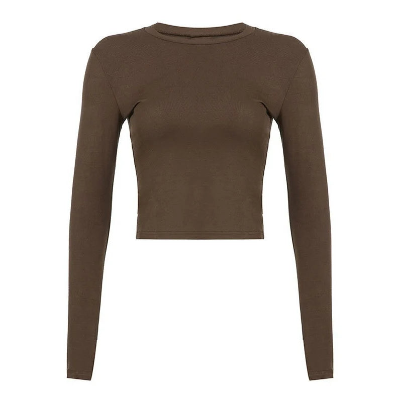 Women Casual Slim Fit Long Sleeve O-Neck T-shirts