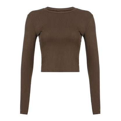 Women Casual Slim Fit Long Sleeve O-Neck T-shirts