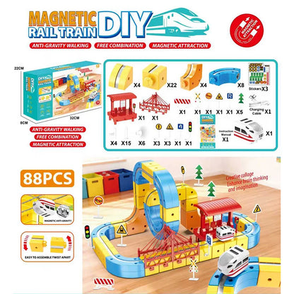 Magnetic Train Set DIY 3D Cube Track Electric Train Set