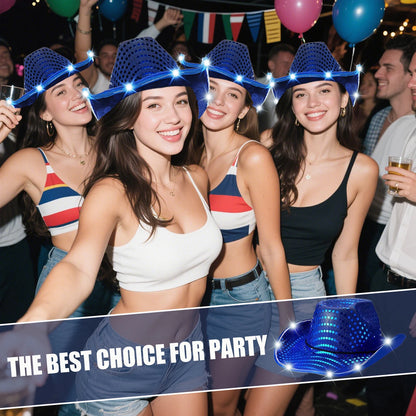 LED Cowboy Hats Bulk for Wedding Lighting up Party Hats