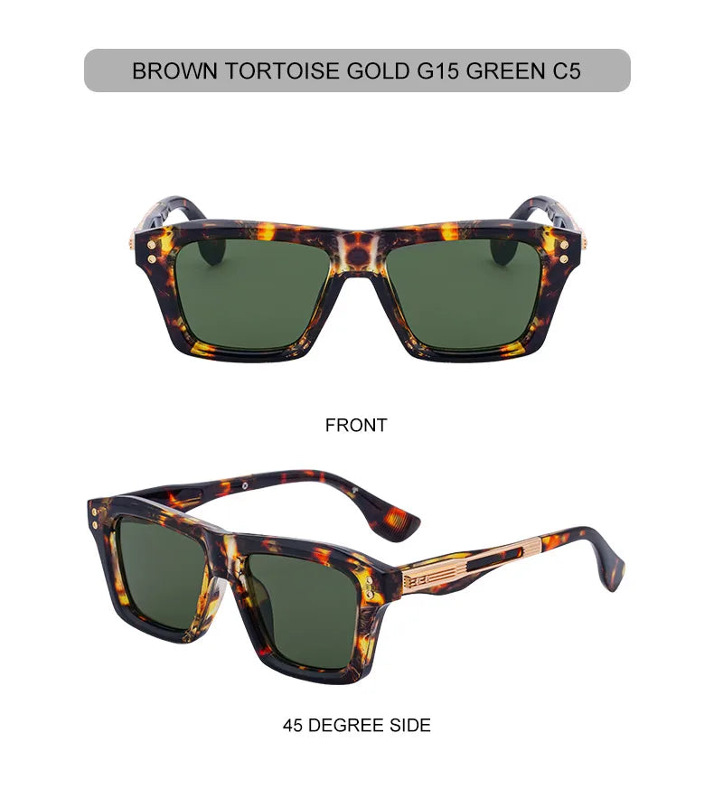 Steampunk Classic Square Sunglasses Men Luxury Brand Vintage