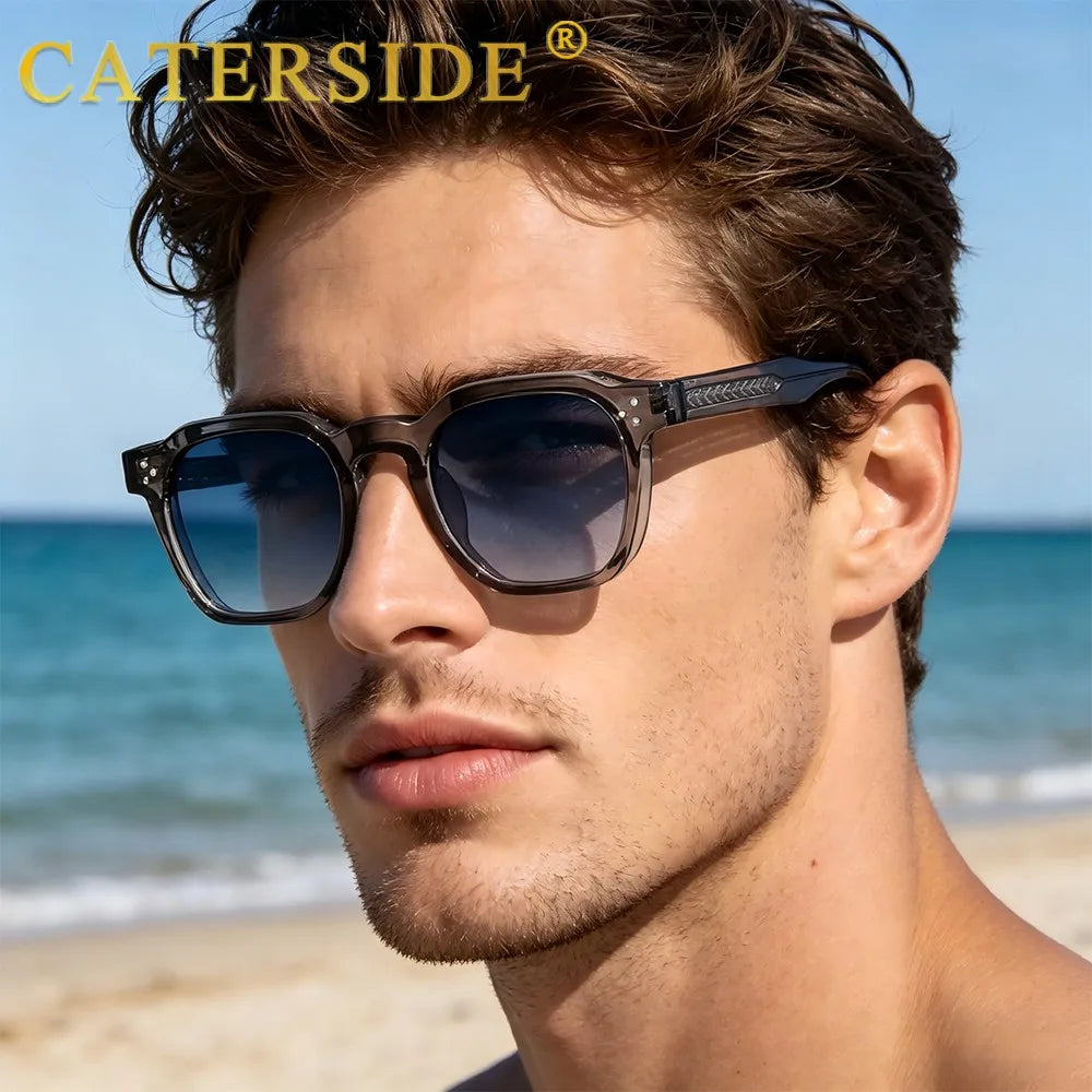 CATERSIDE Retro Punk Men Sunglasses Small Frame Square