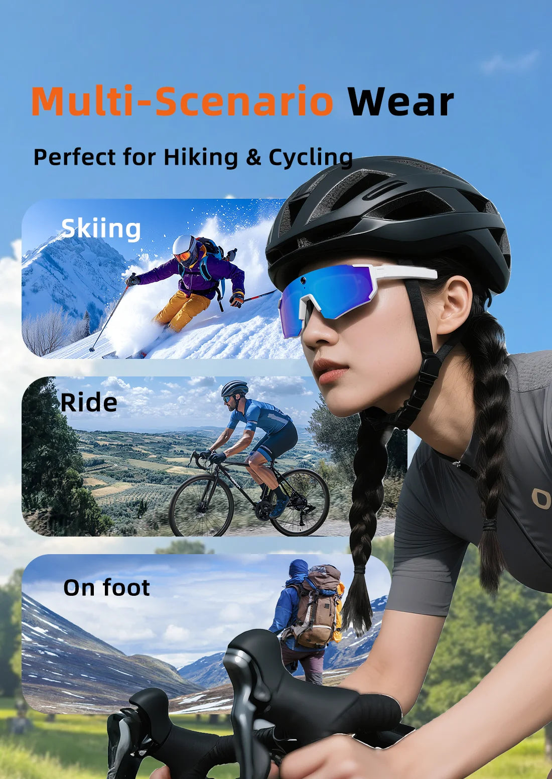 AI Voice Translate Smart Glasses 1200P Video Recording