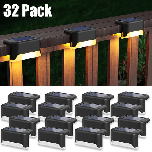 Warm White Solar LED Step Lights Waterproof Outdoor