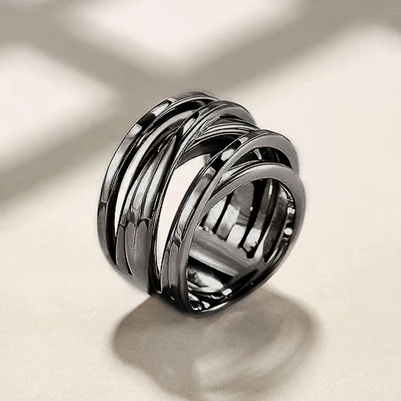 Hot Metal Finger Rings for Women Modern Fashion Wide