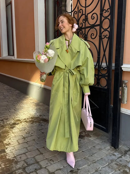 Casual Solid Long Trench Coat Women Stand Collar