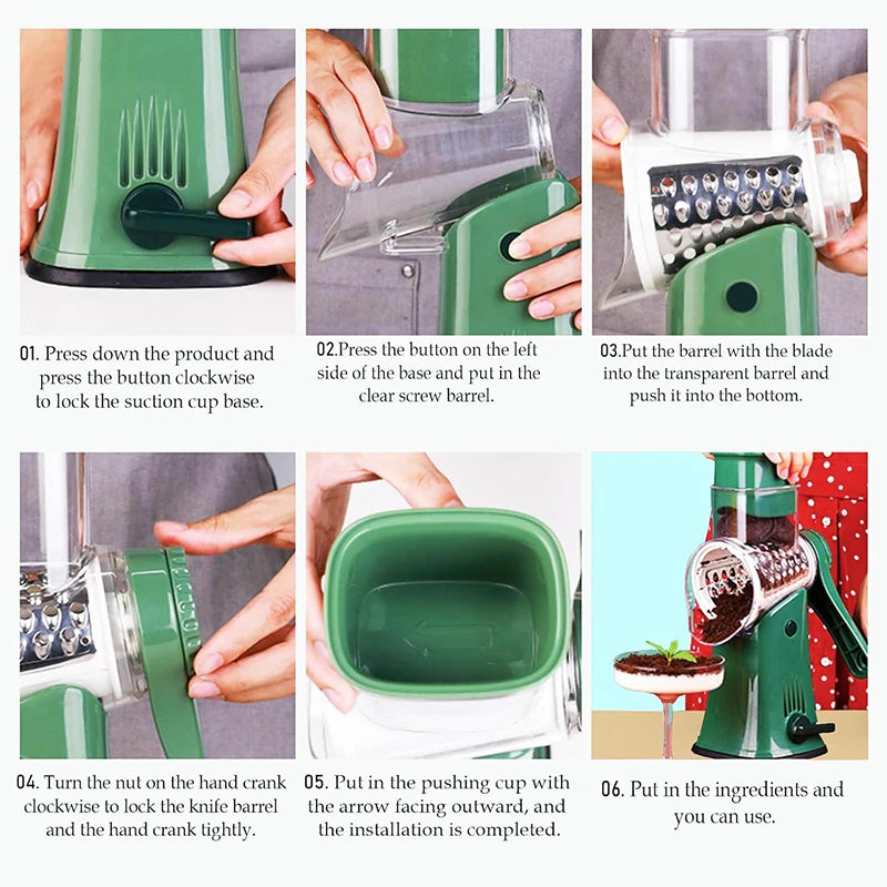 LMETJMA 5 in 1 Rotary Cheese Grater Shredder Kitchen