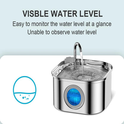 Automatic Cat Water Fountain Square Stainless Steel