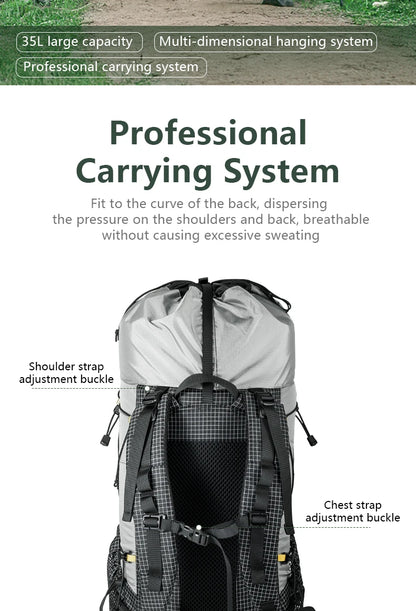 Camping Backpack 25+10L Large Capacity Travel Bag Outdoor