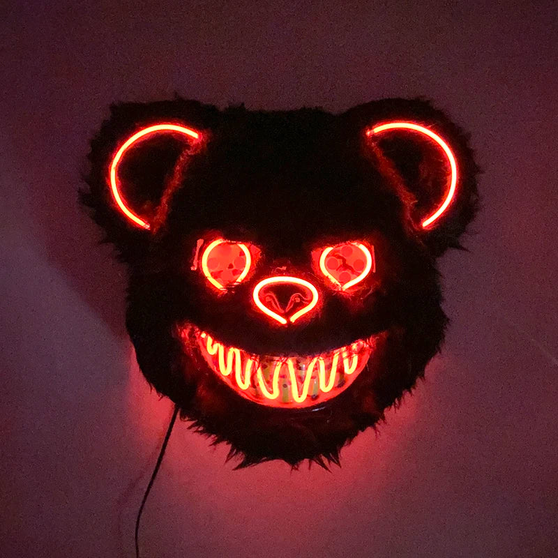 Halloween Horror Light Up Mask Glowing Bloody Bear Killer Mask