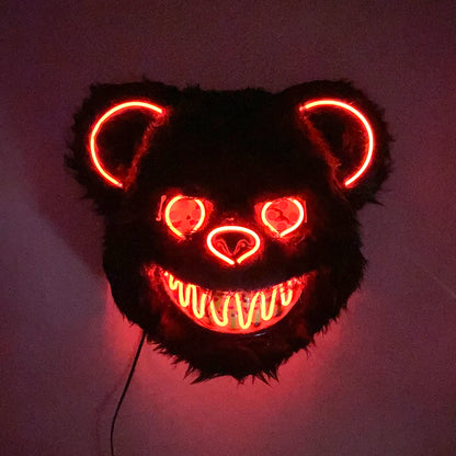 Halloween Horror Light Up Mask Glowing Bloody Bear Killer Mask