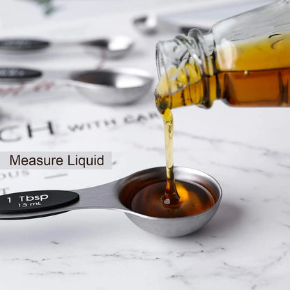 Magnetic Measuring Spoons Set, Dual-Sided Stainless Steel
