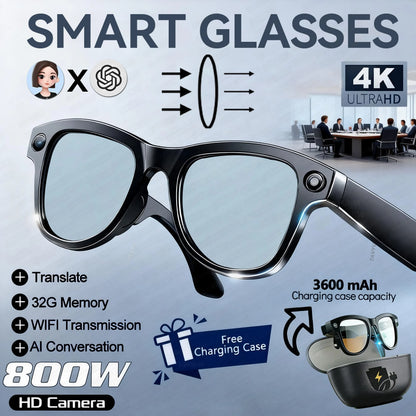 World Premiere Smart AI Glasses 4K HD 800W Pixel Camera