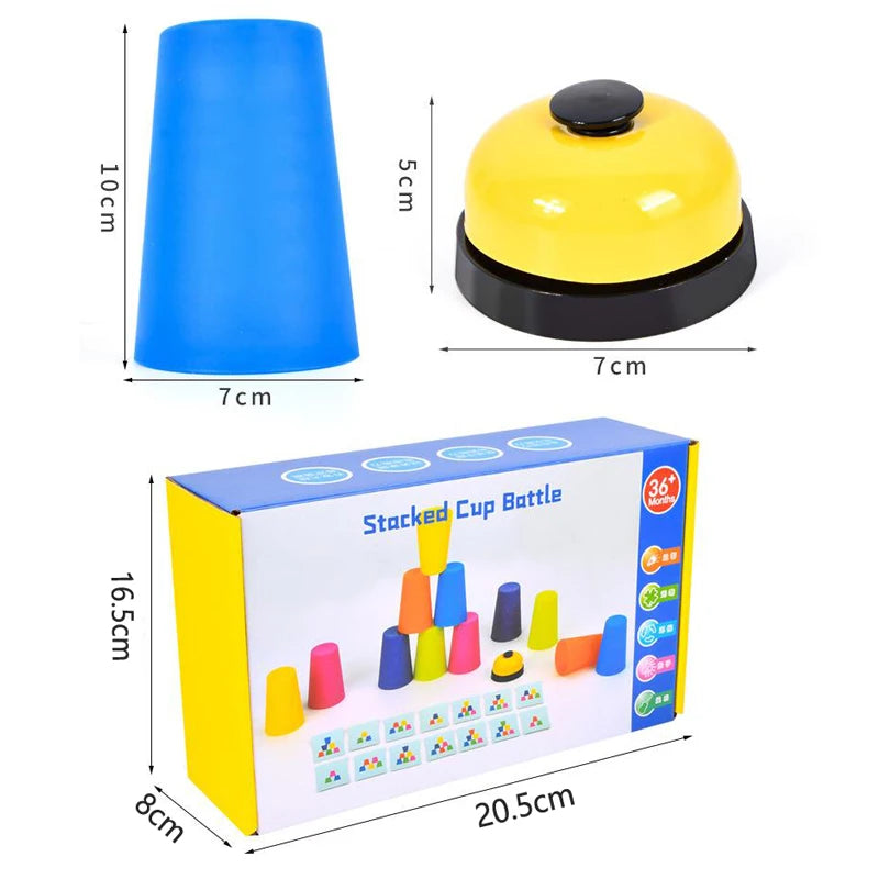 Montessori Toys Stack Cup Game With Card Educational