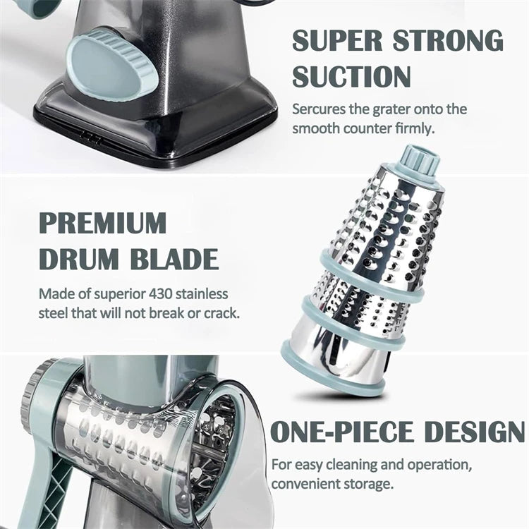 3 in 1 Rotary Cheese Grater Versatile Slicer