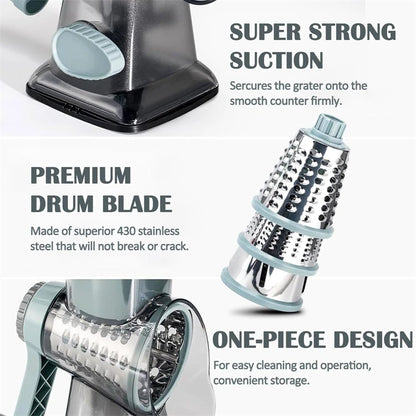 3 in 1 Rotary Cheese Grater Versatile Slicer
