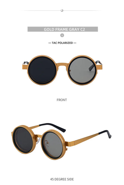 Polarized Round Steampunk ND9 Adjustable Dimming Sunglasses