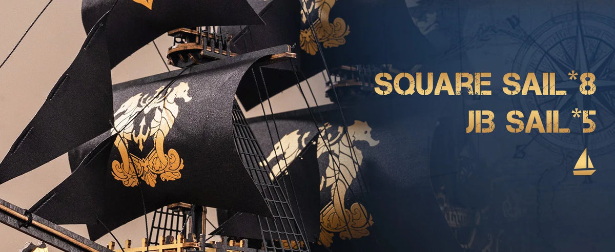 Seahorse Barque Wooden 3D Puzzle 1:100 Scale DIY Sailboat