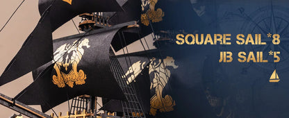 Seahorse Barque Wooden 3D Puzzle 1:100 Scale DIY Sailboat