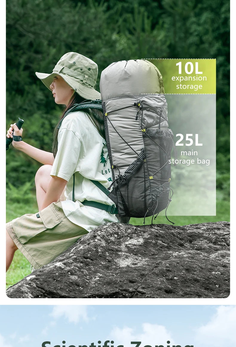 Camping Backpack 25+10L Large Capacity Travel Bag Outdoor