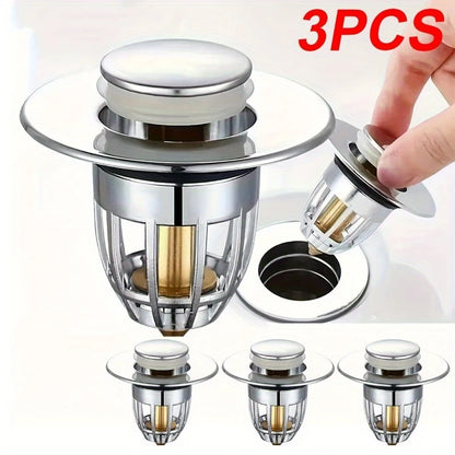 Rebound drain plug filter basin pop-up chrome sink
