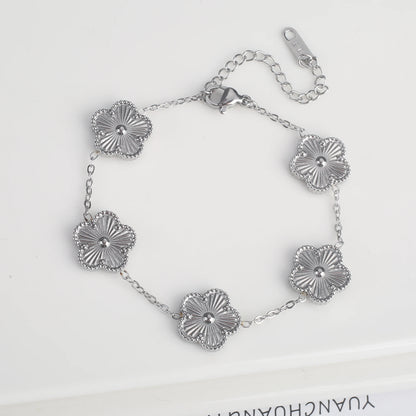 Stainless Steel Laser Five Leaf Flower Petal Adjustable Clover