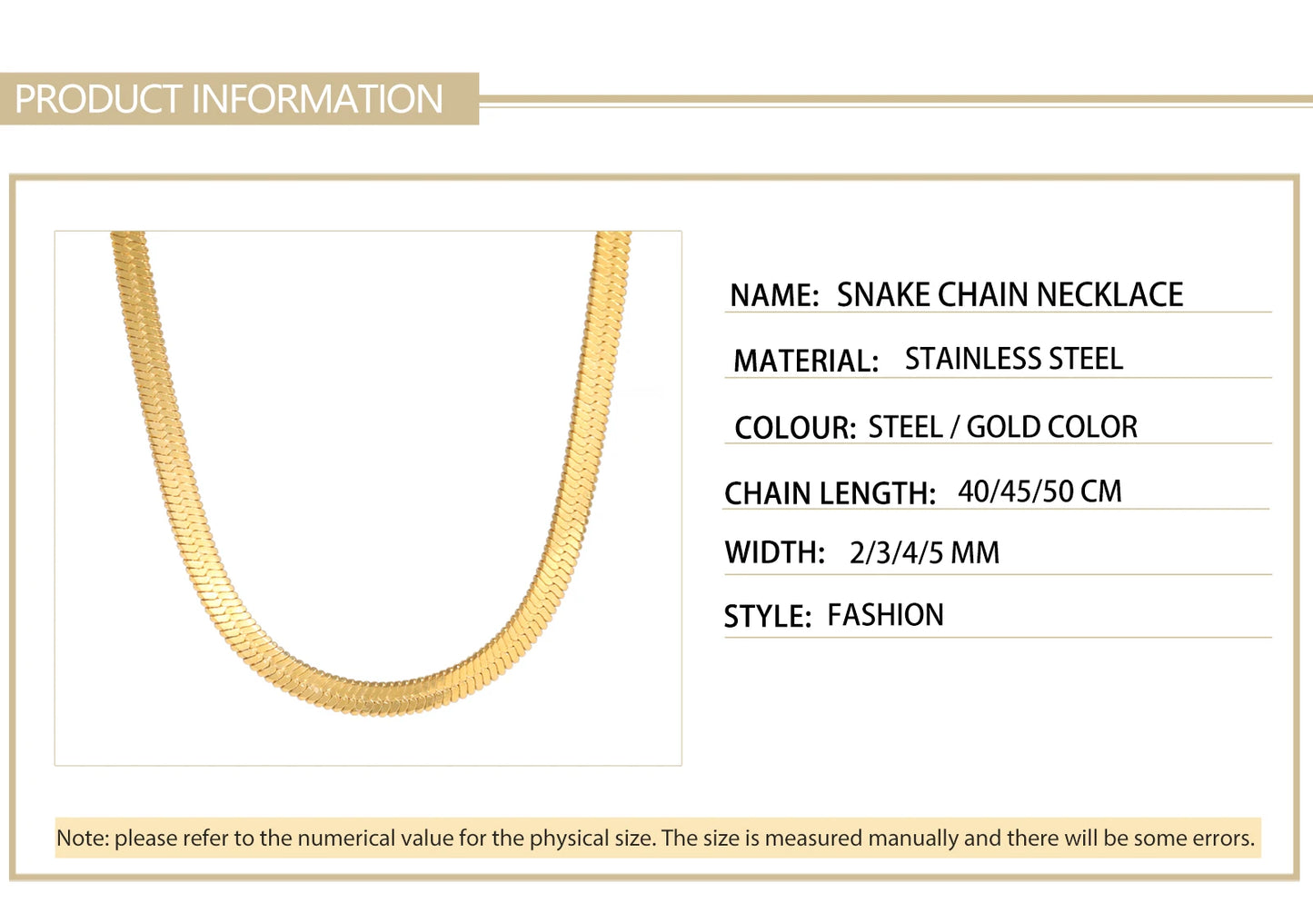 Skyrim Stainless Steel Snake Chain Necklace Trend Jewelry