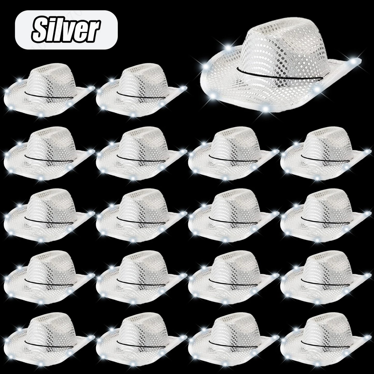 LED Cowboy Hats Bulk for Wedding Lighting up Party Hats