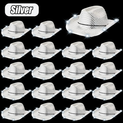 LED Cowboy Hats Bulk for Wedding Lighting up Party Hats