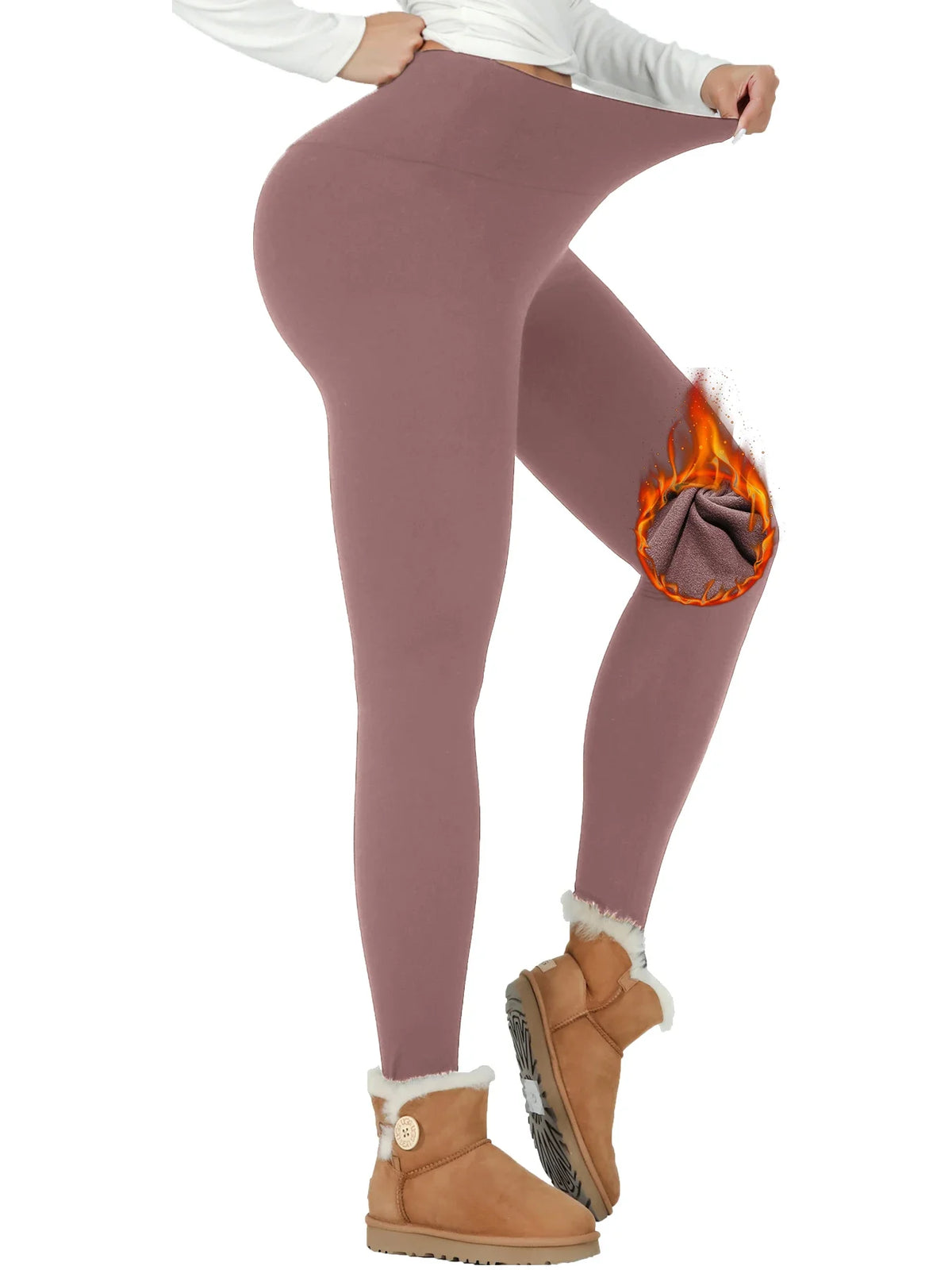 Womens Thermal Fleece Lined High Waisted Leggings