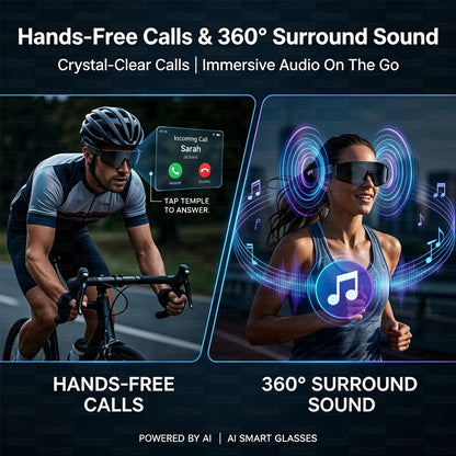 AI Smart Sports Glasses with 32MP HD Camera 360°Stereo