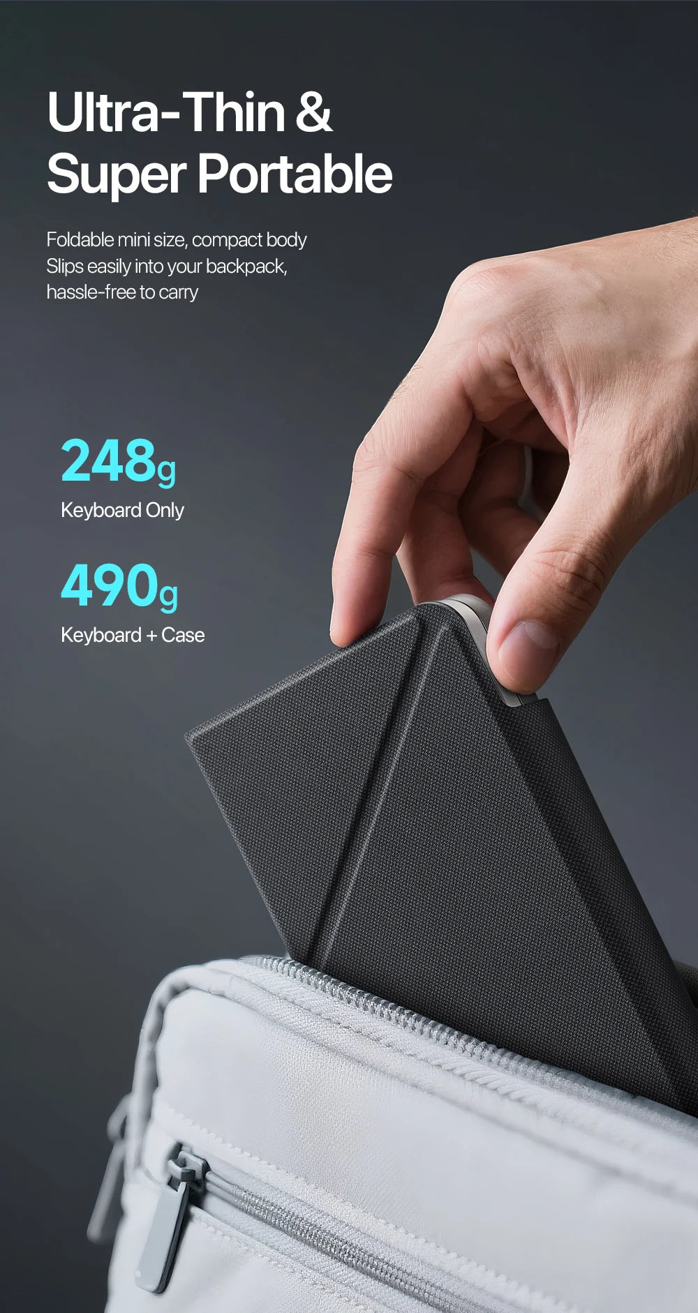 Folding Bluetooth Keyboard PC Phone Holder Wireless Foldable Keyboard