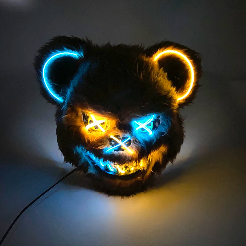 Halloween Horror Light Up Mask Glowing Bloody Bear Killer Mask