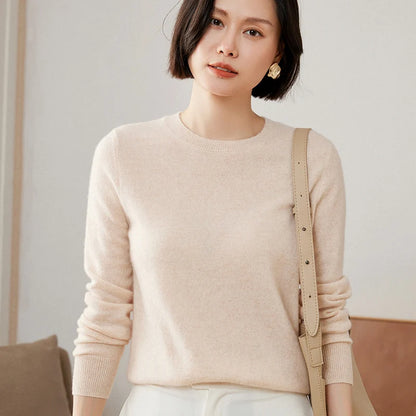 100% Pure Goat Cashmere Knitted Pullovers O-Neck