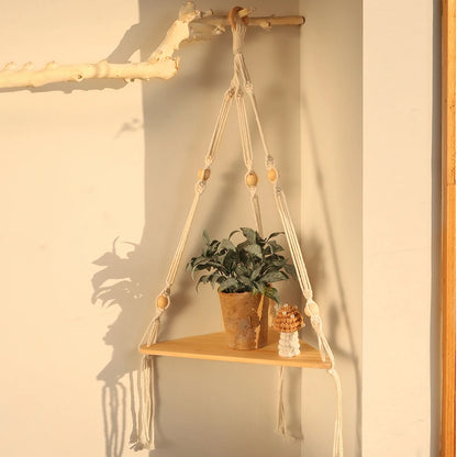 Floating Wall Shelf Wood Triangle Corner Display Stand