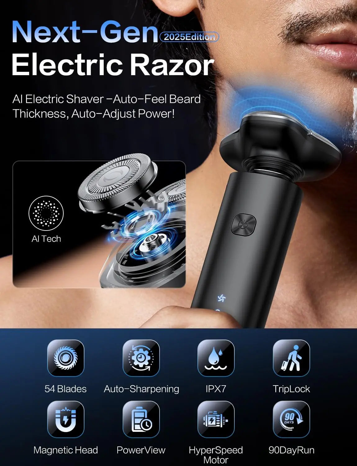 Electric Razor for Men 3 Blade Rotary Shaving Machine