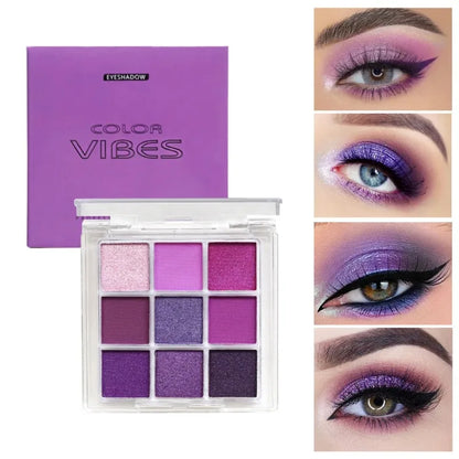 9 Colors Glitter Eyeshadow Palette Avocado Green Shimmer