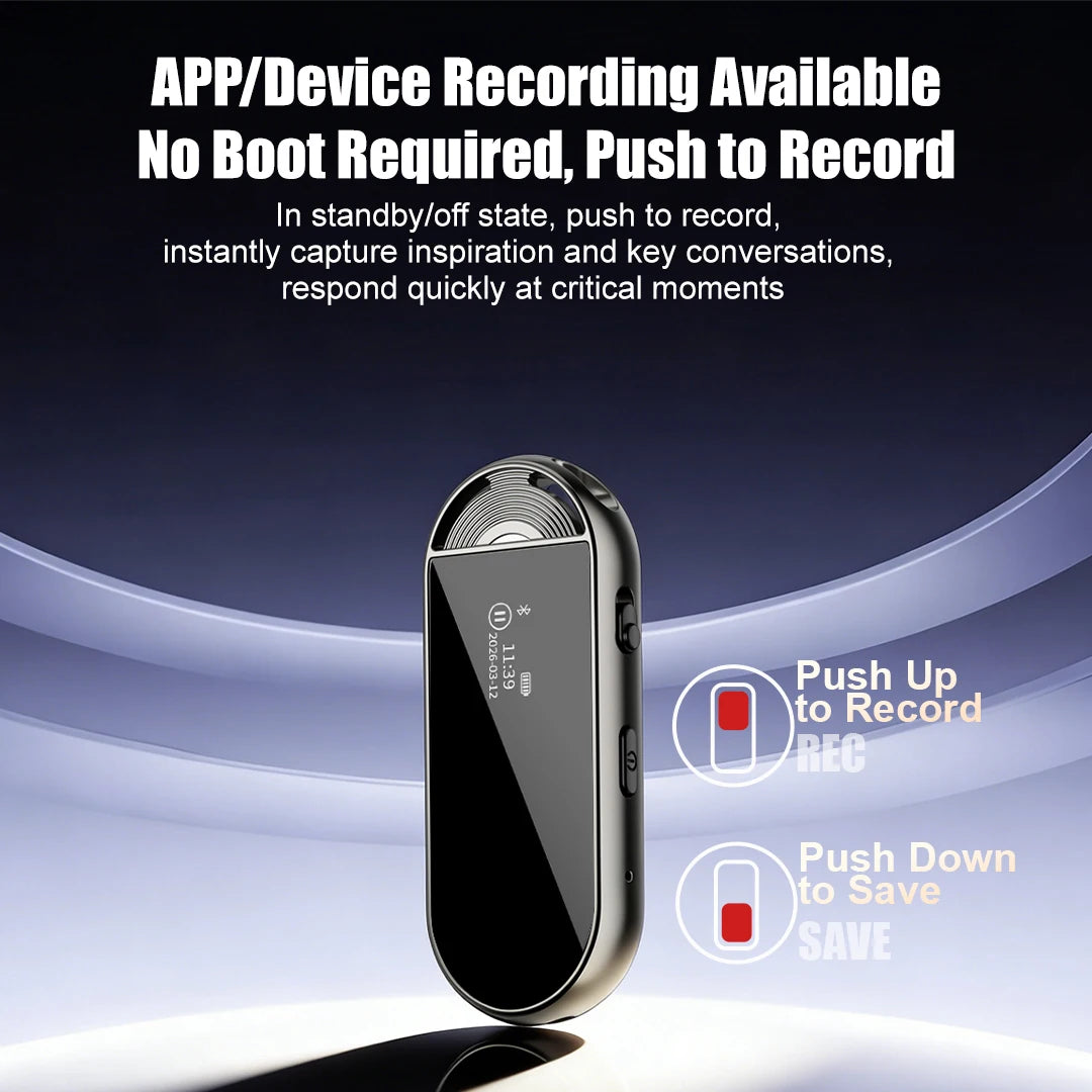 Mini AI Voice Recorder Pen, 30.6g, Magnetic Clip-on Design