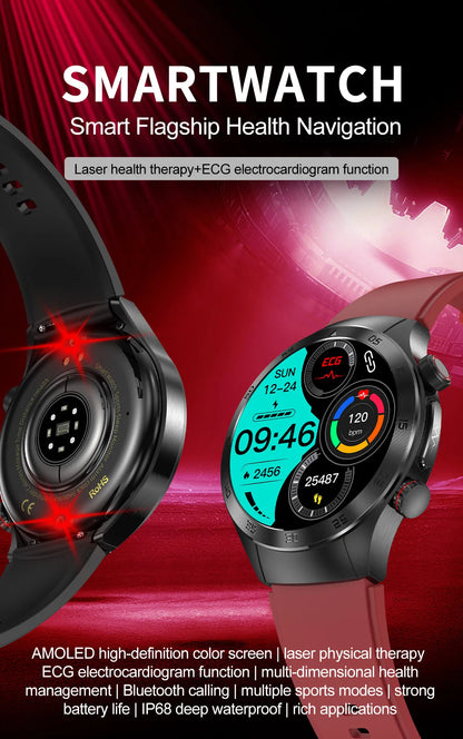 2025New Laser Therapy ECG+PPG Smartwatch For Men Women