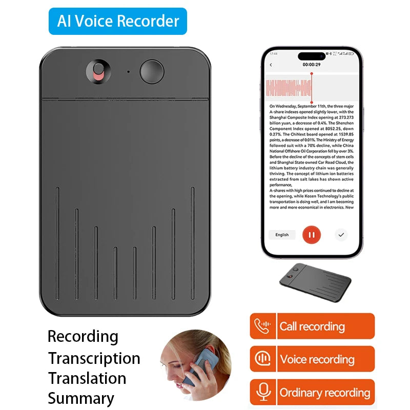AI Voice Recorder APP Control AI Notetaking Device Transcribe