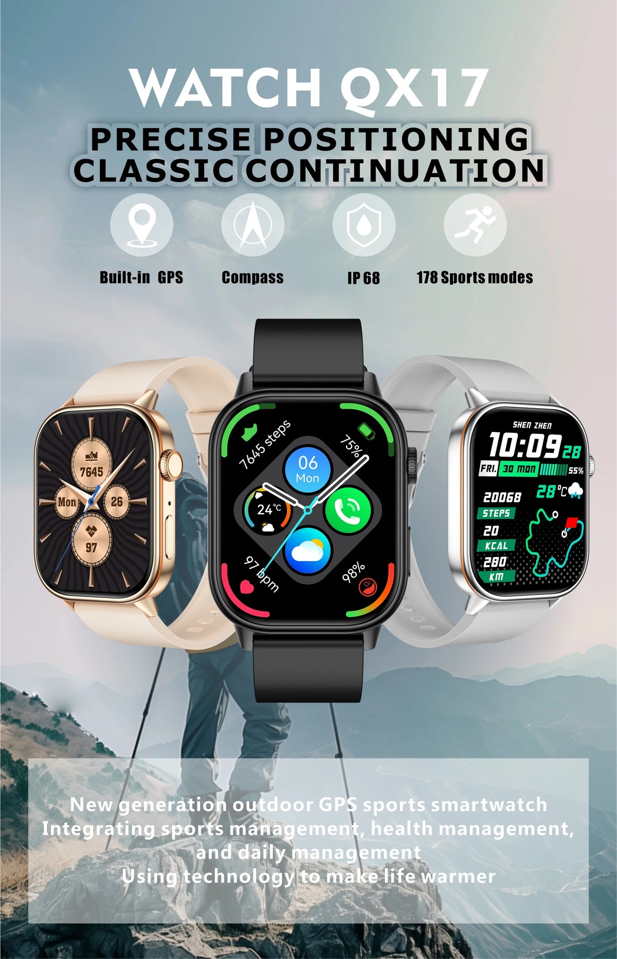 New For Android iOS Outdoor GPS Smart Watch Men 2.01" HD AMOLED