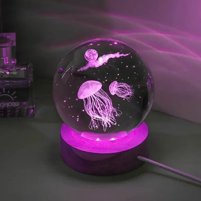 Deep-Sea Jellyfish Crystal Ball, USB-Powered Glass Ball Night Light