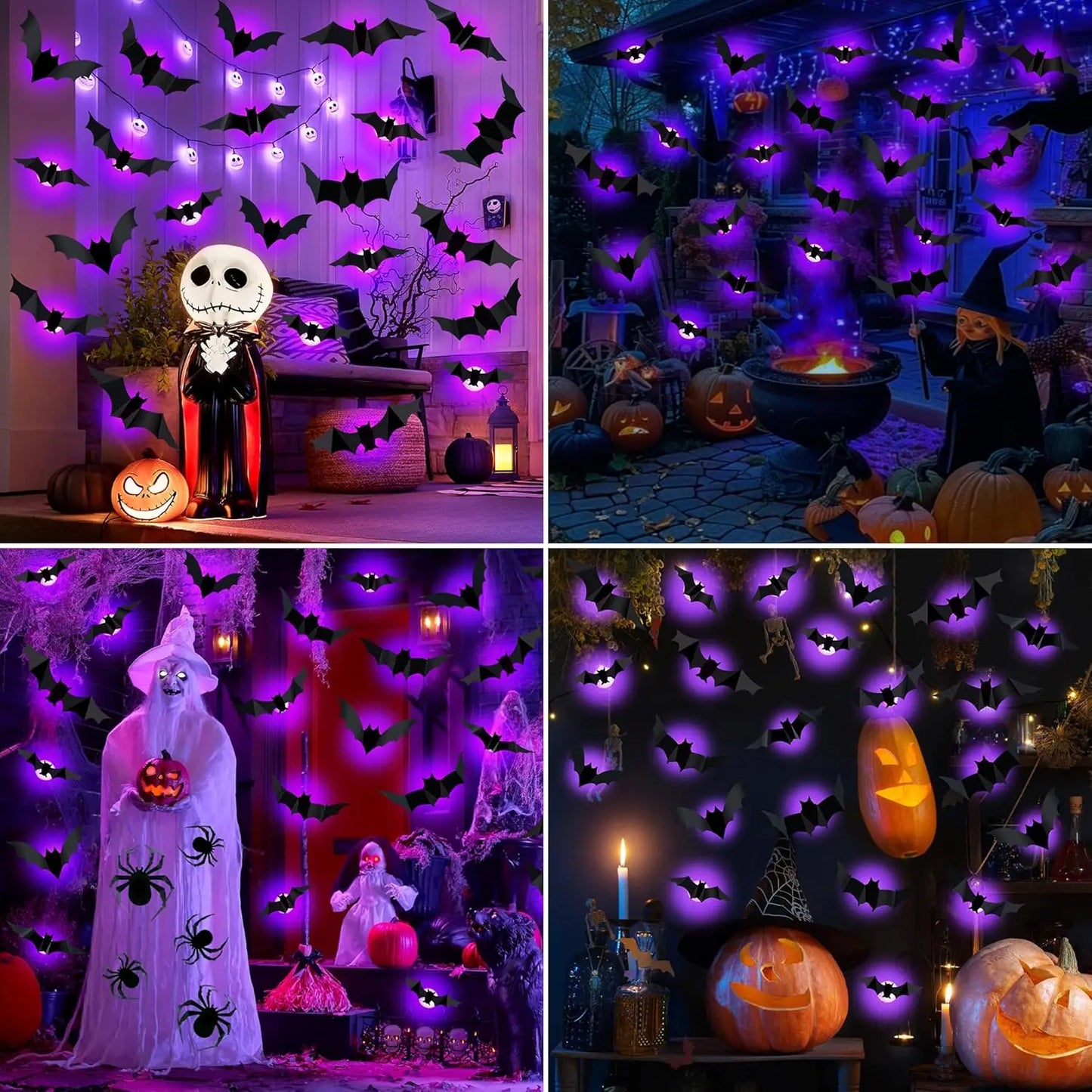 Halloween Bat/Spider Decor Night Light 3D Purple/Green Lights